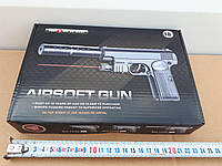 733-3 Пистолет на пластиковых пульках. В коробке. Пистолет + лазер + глушитель.