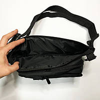 Якісна та надійна тактична сумка-бананка із міцної та водонепроникної тканини чорна OP-889 через плече