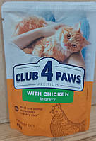 КЛУБ 4 ЛАПИ PREMIUM вологий раціон для дорослих котів з куркою в соусі, 85 г