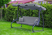 Качель диван садовая Relax Plus качеля с навесом , матрасом, подушками и 2 подставканниками серая