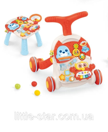 Дитячі музичні ходунки каталка HB 0008 , ігровий центр, бізіборд, піаніно, червоний