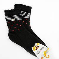 Теплые носки для девочки 7-8 лет в горошек, зимние носки махровые турецкие, носки з сердечком топ
