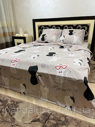 Постільна білизна бавовна бязь голд gold lux комплект з котами, фото 3