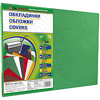 Обложки картонные под кожу DELTA COLOR 230 гр/м2 A3 зеленые (100 шт.)