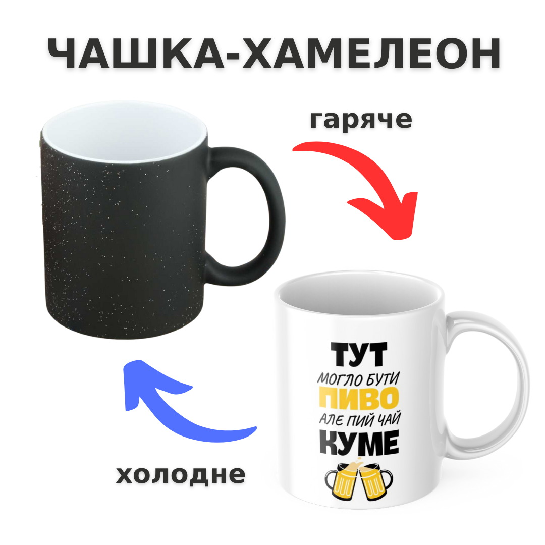 Чашка-хамелеон з принтом 330 мл Пий чай куме