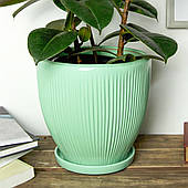 Горщик для квітів великий керамічний Гофре 11,5 л Rezon М'ятний P261