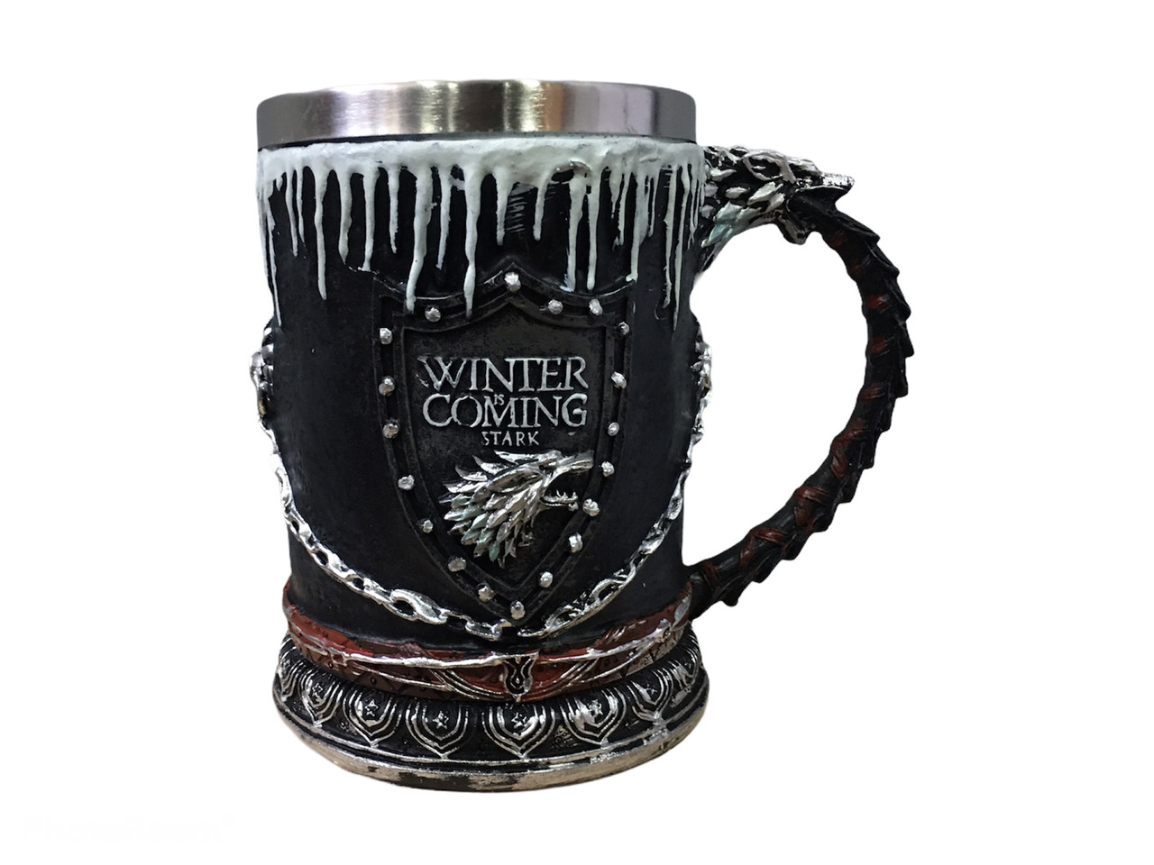 Кухоль «Гра Престолів» «Зима близько» Winter is Coming Stark 3D — пивний кухоль Game of Thrones, дім Старків, нержавіюча сталь, фото 1