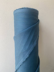 Темно-бірюзова лляна сорочково-платтєва тканина, 100% льон, колір 303