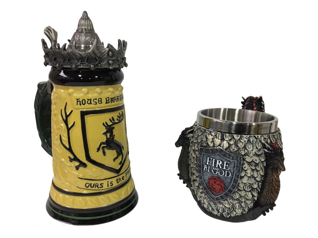 Кухлі в подарунковому наборі - Гра Престолів - Баратеони та Fire and Blood, сувенірний набір, фото 1