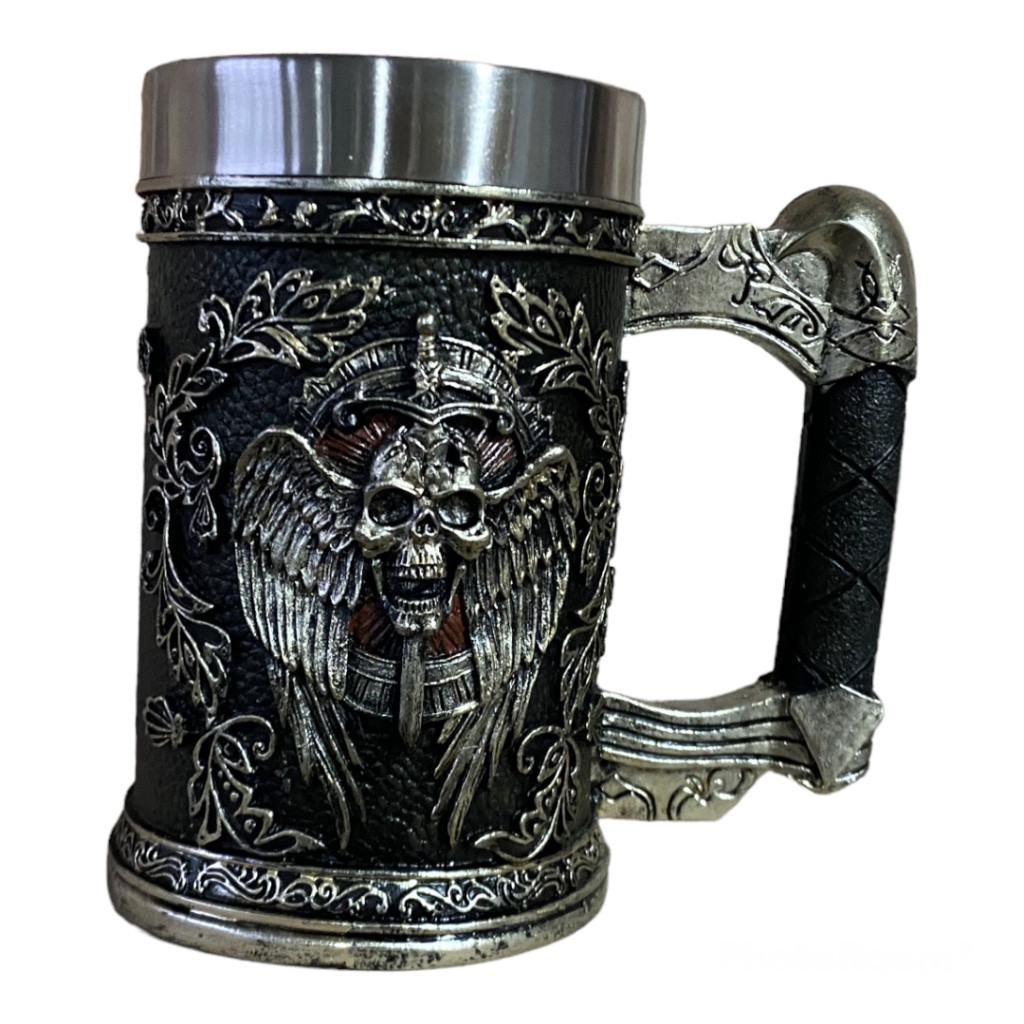 Кухоль 3D Меч у Черепі 500 мл з нержавіючої сталі — подарункова, фото 1