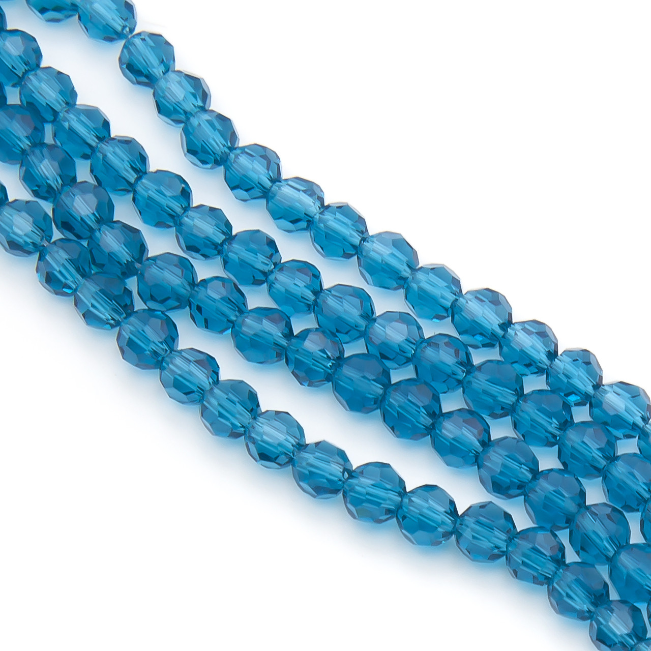 Намистини кришталь огранювання куля 6 мм Ø 1 мм +-50 см (+-95 шт.) Блакитний темний прозорий, фото 1
