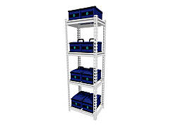 Стелаж металевий фарбований посилений (до 200 кг) для акумуляторів на 4 полиці (606х406х1800 мм) ТМ "KOLCHUGA" (Кольчуга)