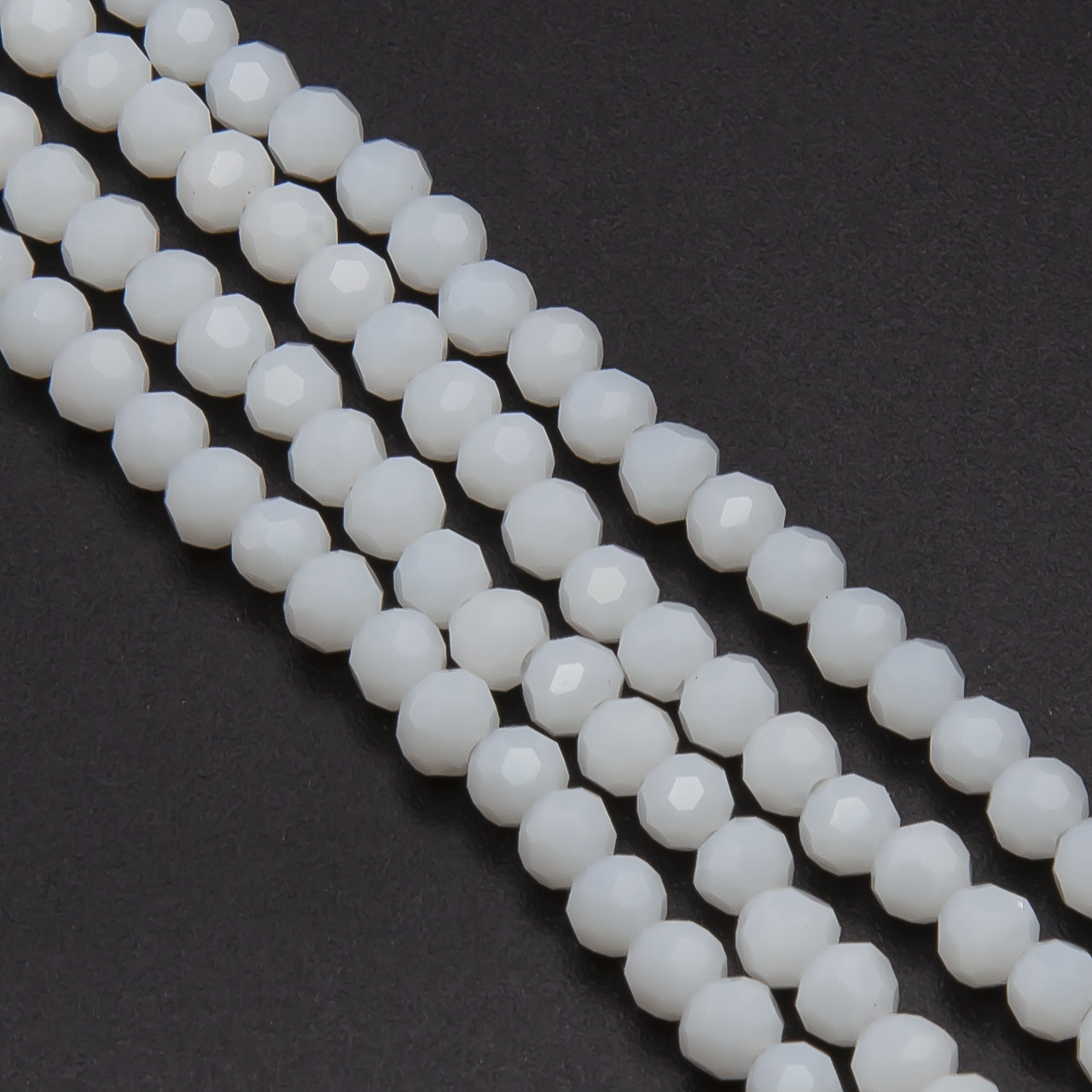 Намистини кришталь огранювання куля 6 мм Ø 1 мм +-50 см (+-95 шт.) Білий, фото 1