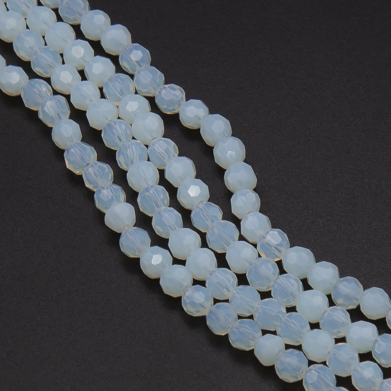 Намистини кришталь огранювання куля 6 мм Ø 1 мм +-50 см (+-95 шт.) Смола місячний, фото 1