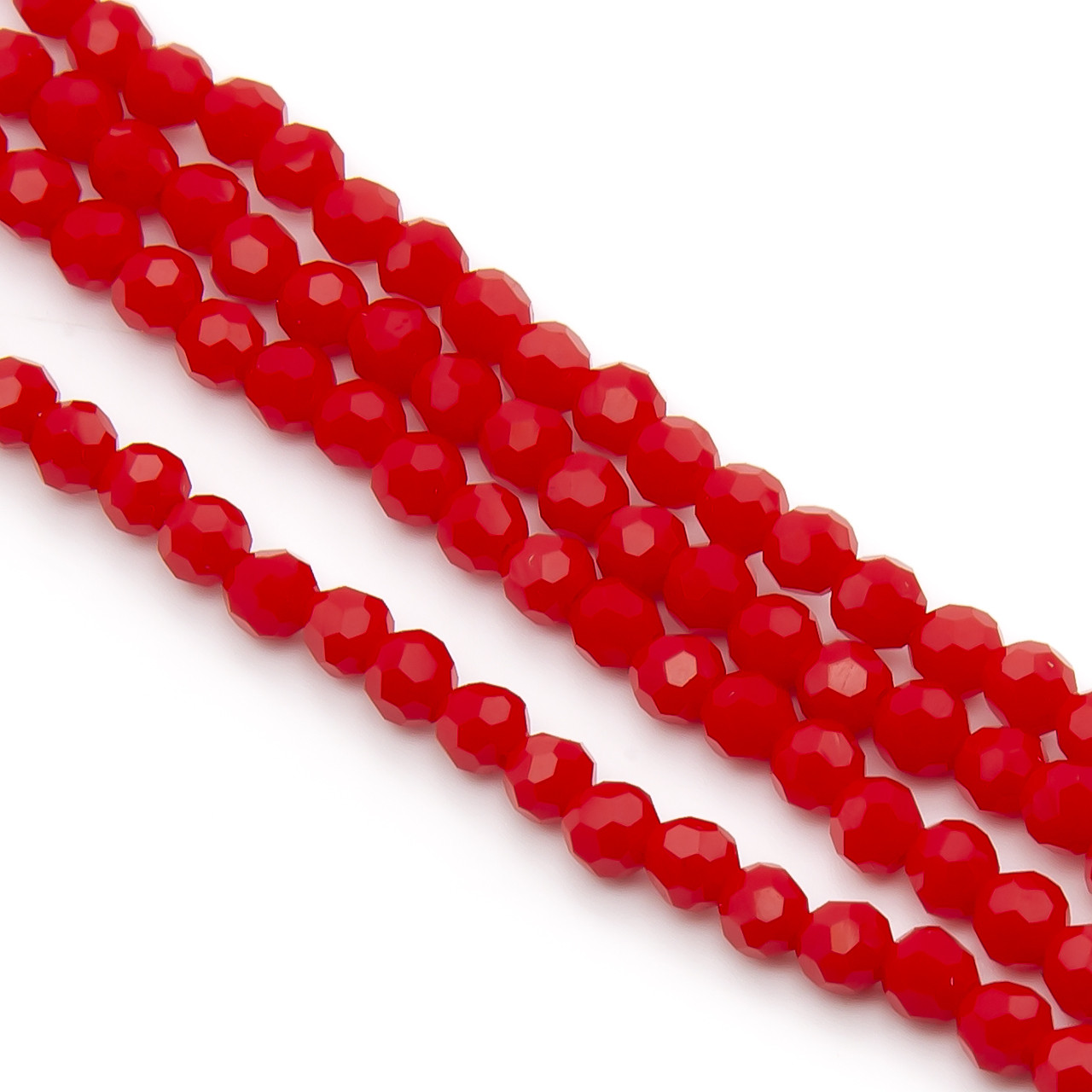 Намистини кришталь огранювання куля 4 мм Ø 0,8 мм +-37 см (+-95 шт.) Червоний, фото 1