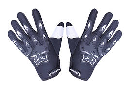 Мотоперчатки YM888-5 (поліпропілен, поліестер FOX, на липучці, чорні, size XL) (код 2539)