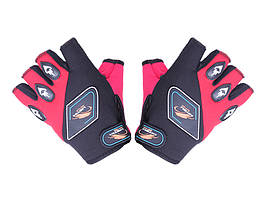 Мотоперчатки демісезонні без пальців VIRTUE (мембрана на липучці, червоні, size L) (код 2540)