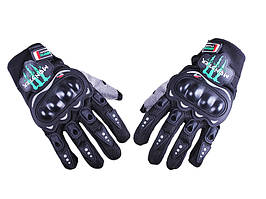 Мотоперчатки демісезонні короткі MONSTER (мембрана, нубук, карбон, на липучці, чорний, size XL) (код 2541)