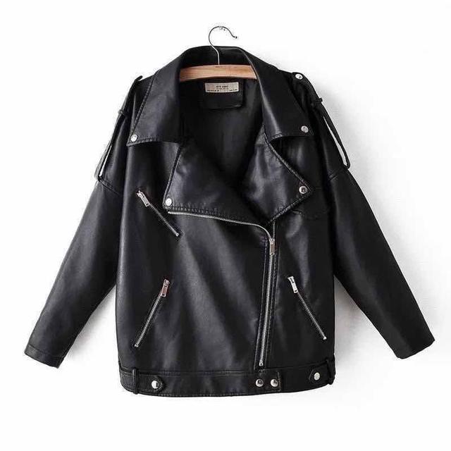 куртка косуха из эко-кожи оверсайз черная удлиненная с поясом