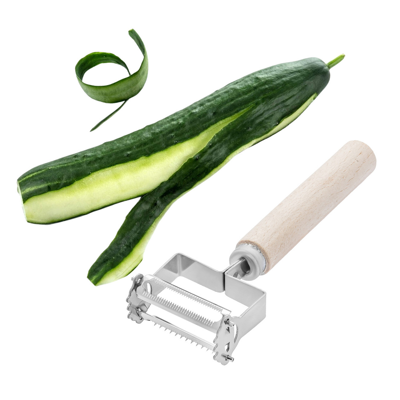 Ніж для очищення економка + шатківниця для овочів та корейської моркви сталева двостороння 17 см