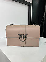 Сумка Virginia Beige Pinko італійська з натуральної шкіри жіноча бежевий клатч крос-боді через плече