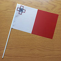 Прапорець Мальти 13х20см на пластиковому флагштоку