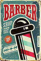 Металлическая табличка / постер "Барбершоп (Добро Пожаловать) / Barber Shop (Welcome)" 20x30см (ms-001258)