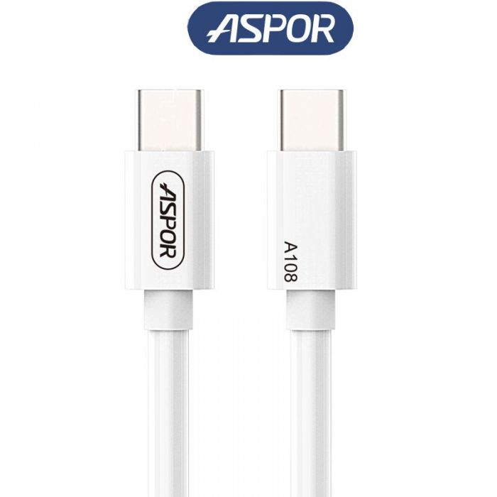 Кабель Aspor A108 Type-C to Type-C 3.1A/1м- білий