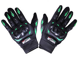 Мотоперчатки демісезонні короткі VIRTUE (поліестер, карбон, на липучці, зелені, size ХL) (код 2969)