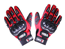 Мотоперчатки демісезонні короткі VIRTUE (нубук, карбон, на липучці, червоні, size L) (код 2973)