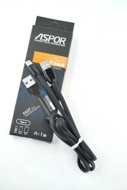 USB кабель Aspor A73 глянсовий Type-C (2A/1.2м)- чорний