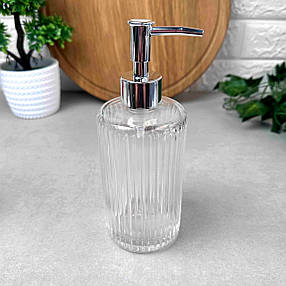 Диспенсер рідкого мила та миючих засобів скляний 580 мл Смуги, фото 3