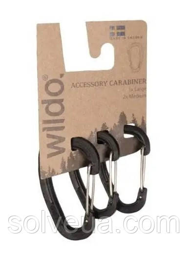 Набір 3 карабіни тактичні Чорні Wildo ACCESSORY CARABINER SET SCHW. 15920102.solve