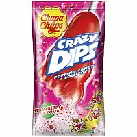 Леденец на палочке Чупа Чупс клубничный вкус Chupa Chups Crazy Dips Strawberry 1шт(14г) Испания