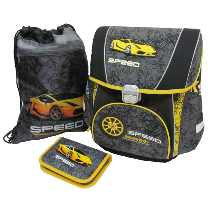 Рюкзак школьный для мальчика портфель в школу "Speed" +мешок для обуви+пенал плоский, ортопедическая спинка - фото 1 - id-p1892809366