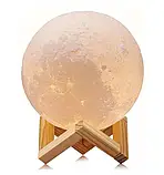 3D Нічник світильник місяць Moon Touch Control 15 см, фото 2