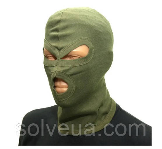Балаклава бавовняна 3 отвори оливкова Mil-tec 12114101.solve