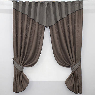 Кухонні (270х170см.) шторки "Адель". Колір какао з сірим. Код 092к 52-0110