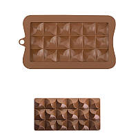 Силіконова форма для шоколаду, форма плитка шоколаду Піраміда (коричневий)