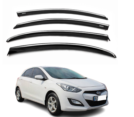 Дефлектори на вікна з Хром Молдингом Hyundai I30 2013-2017 Хетчбек Вітровики на вікна з Хром Молдингом