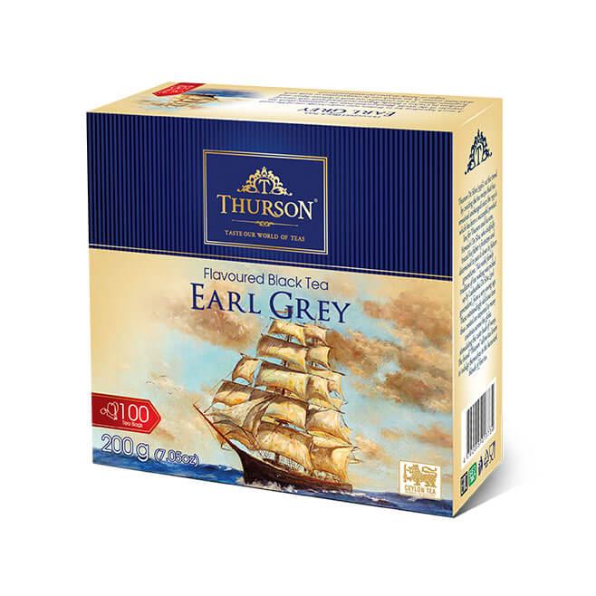 Чай чорний цейлонський Thurson Earl Grey з бергамотом 100 пакетиків