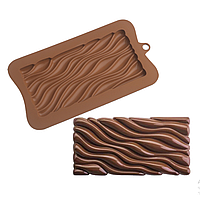 Силиконовая форма для шоколада, форма плитка шоколада Волны (коричневый)