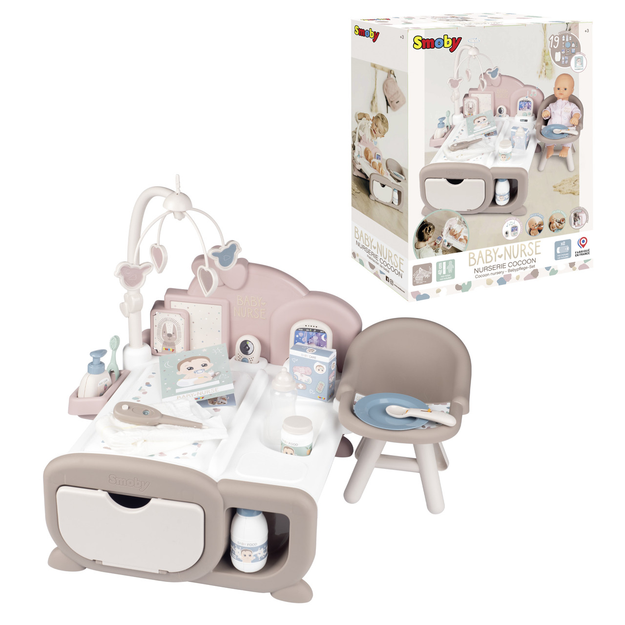 Ігровий центр Smoby Toys Baby Nurse Бебi Ньорс Рожева пудра Дитяча кімната зі звуковими ефектами та аксесуарами 220379, фото 1