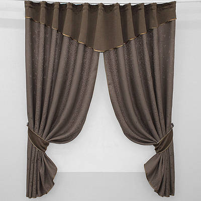 Кухонні (270х170см.) шторки "Адель". Колір какао з коричневим. Код 092к 52-0112