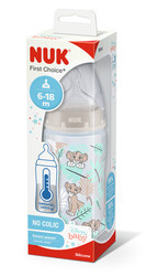 Пляшечка FirstChoice LION KING пластик 300 мл NUK / соска р.М силіконова 6-18 місяців / температурний контроль