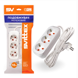 Подовжувач електричний Svittex SV-010-10 16A 3х1,00 мм² 3 розетки 10м з заземленням