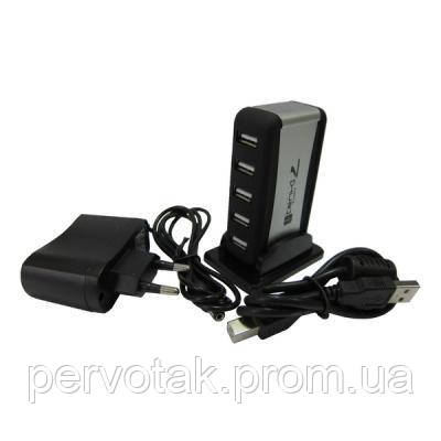 Концентратор Lapara LA-UH7315 Black/Silver, 7xUSB 2.0 з блоком живлення - фото 1 - id-p1627848090