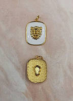 Фурнітура Мілано люкс підвіска біла емаль Лев в золоті