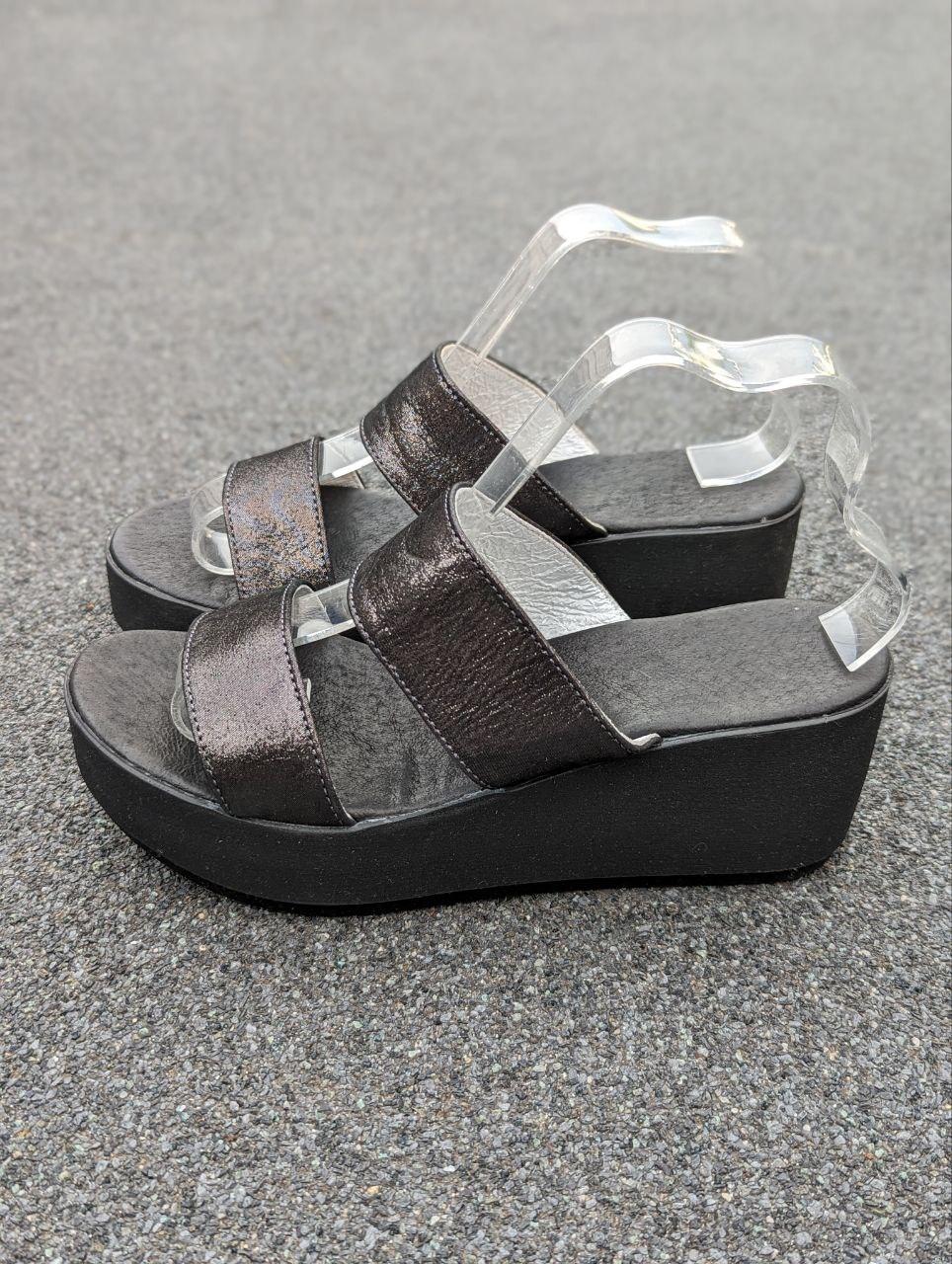 STTOPA Розміри 36-41. Шлепанці шкіряні. Танкетка 7,5 см 126-3641-75 Чорні, фото 1