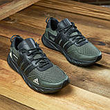 Чоловічі кросівки шкіра сітка Adidas для міста, кроси повсякденні з тканинним верхом кольору хакі на літо взуття *386-зел-сет*, фото 2